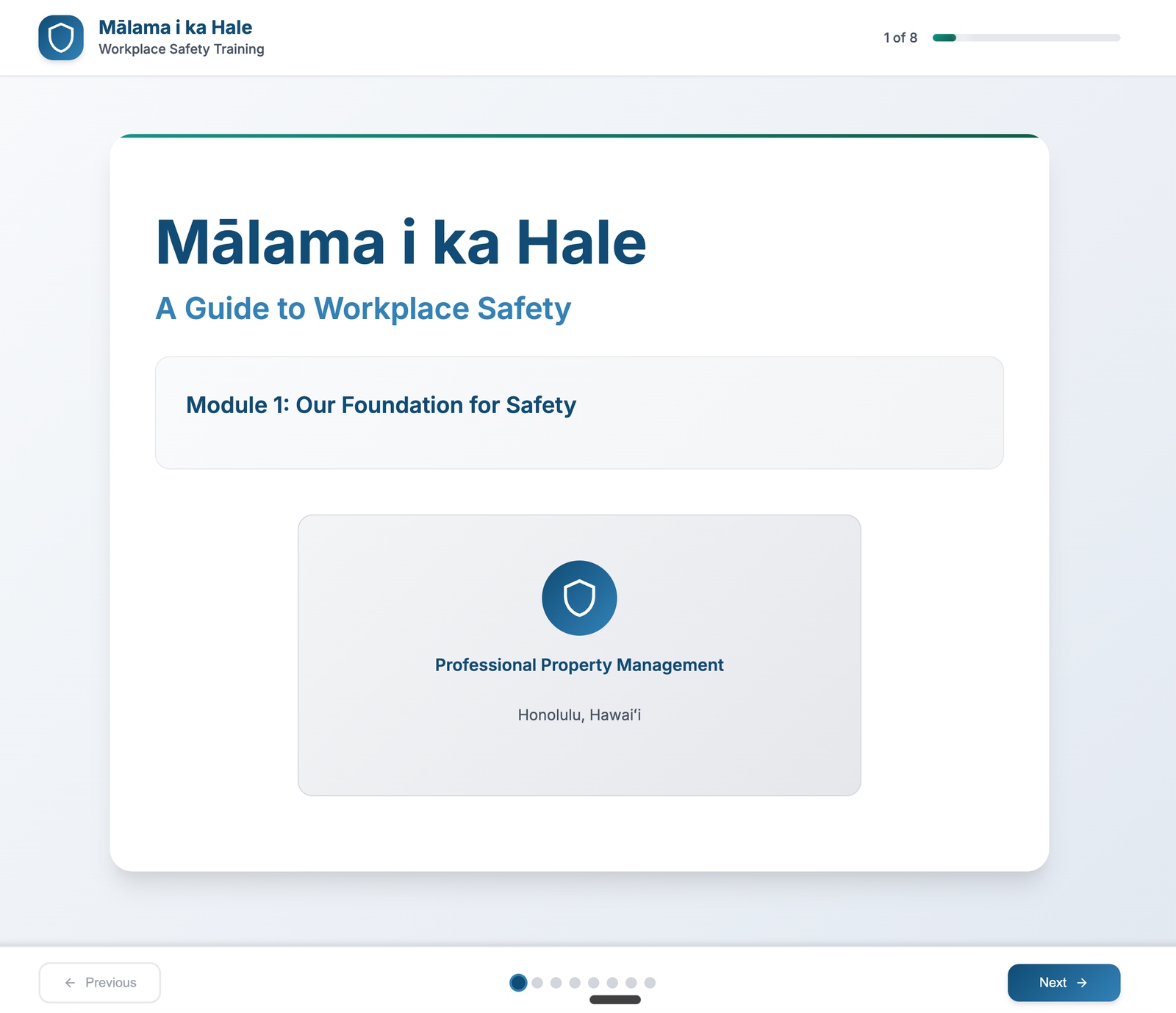Mālama i ka Hale Workplace Safety Training